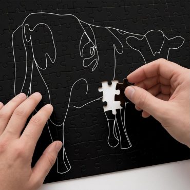 Pink Floyd Puzzle - Atom Heart Mother Cow Line Art