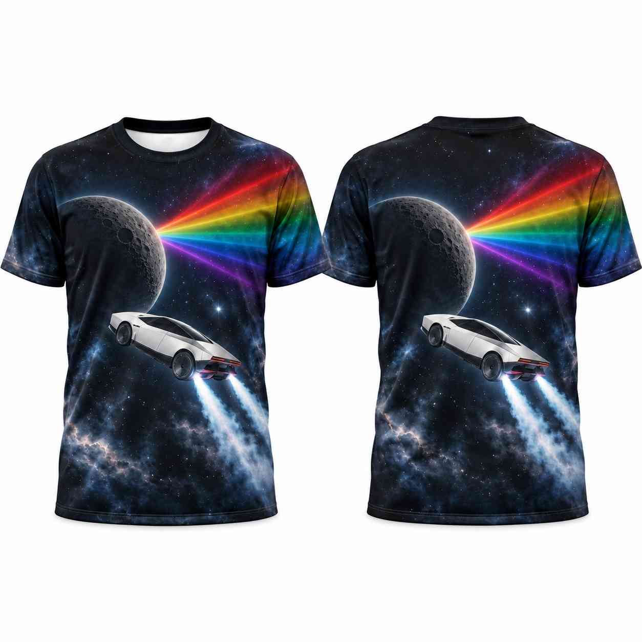 Pink Floyd Shirt - Dark Side Of The Moon Flying Car Tesla Roadster SpaceX Pink Floyd Shirt - Dark Side Of The Moon Flying Car Tesla Roadster SpaceX