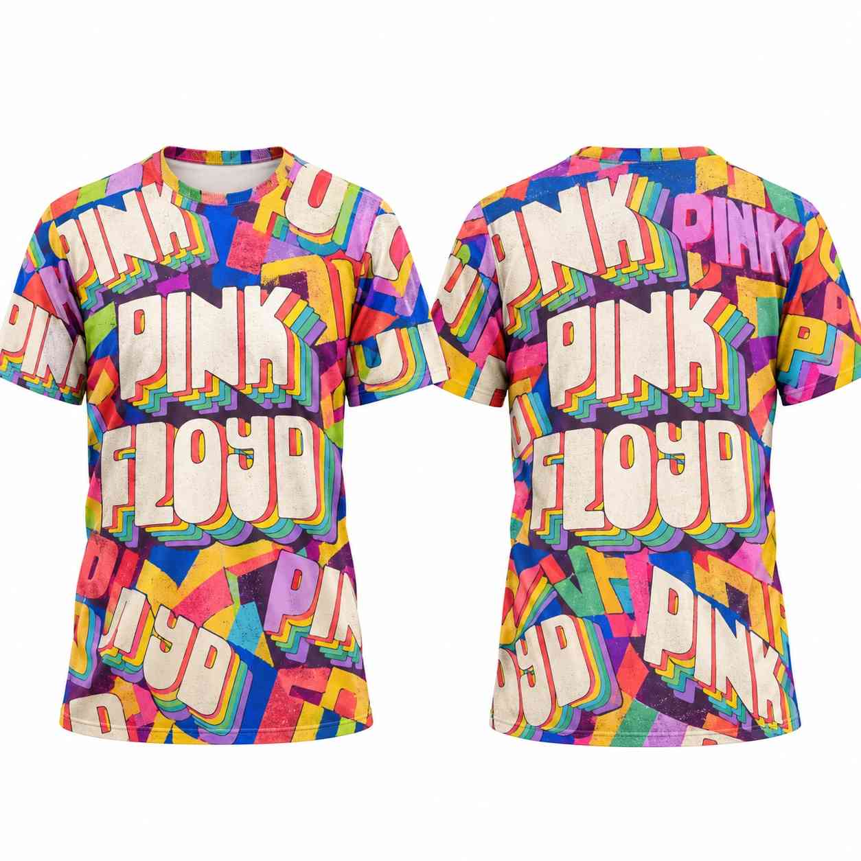 Pink Floyd Shirt - Full Color Lettering Intentional Messiness Pink Floyd Shirt - Full Color Lettering Intentional Messiness