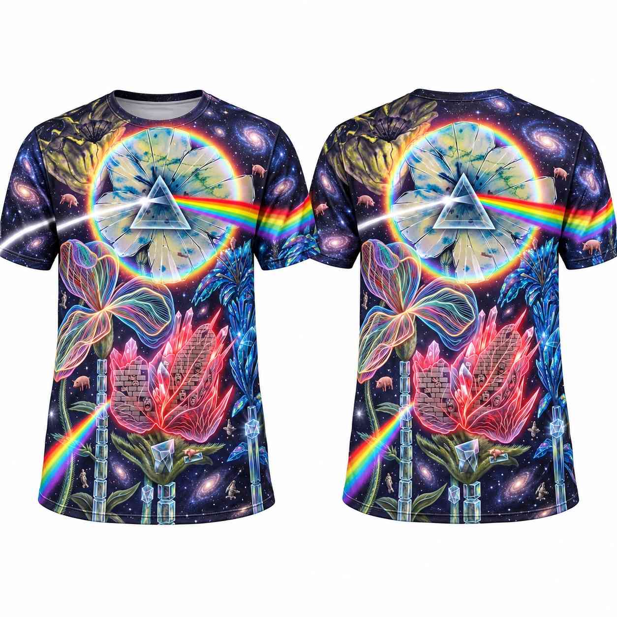Pink Floyd Shirt - The Dark Side Of The Moon 1948 Flower Dali Pink Floyd Shirt - The Dark Side Of The Moon 1948 Flower Dali