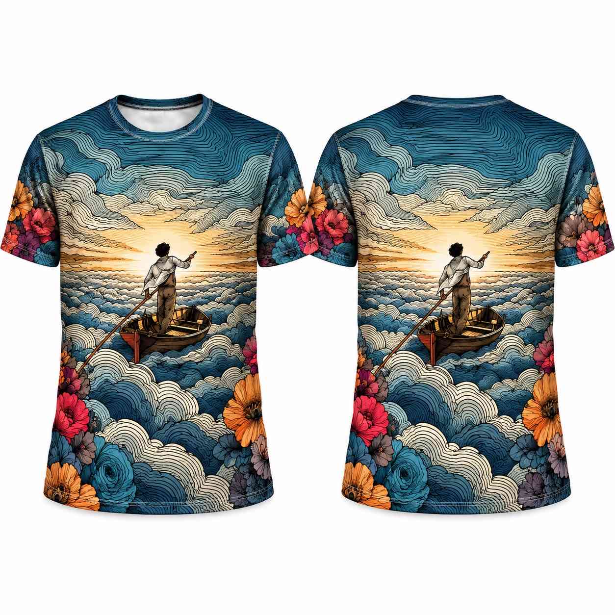 Pink Floyd Shirt - The Endless River Blue Petrol Field Of Flowers Pink Floyd Shirt - The Endless River Blue Petrol Field Of Flowers