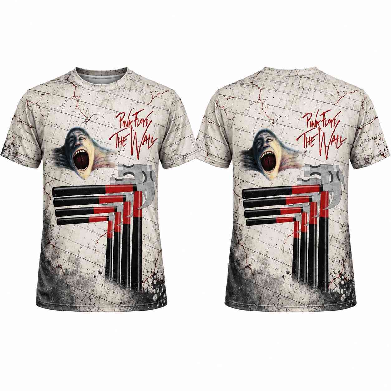 Pink Floyd Shirt - The Wall Matching Hammer Screaming Face Wriggle Pink Floyd Shirt - The Wall Matching Hammer Screaming Face Wriggle