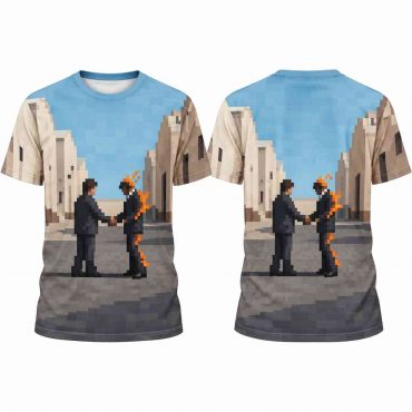 Pink Floyd Shirt - Wish You Were Here Handshake Pixel Art