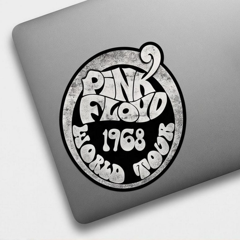 Pink Floyd Sticker - 1968 World Tour Rock Circle