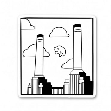 Pink Floyd Sticker - Flying Pig Over Battersea Power Station Minimalism Pink Floyd Sticker - Flying Pig Over Battersea Power Station Minimalism
