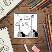 Pink Floyd Sticker - Flying Pig Over Battersea Power Station Minimalism
