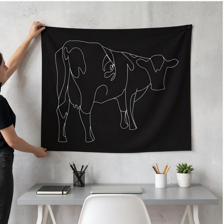 Pink Floyd Tapestry - Atom Heart Mother Cow Line Art