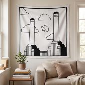 Pink Floyd Tapestry - Flying Pig Over Battersea Power Station Minimalism