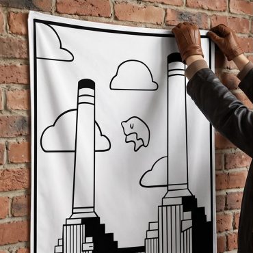 Pink Floyd Tapestry - Flying Pig Over Battersea Power Station Minimalism