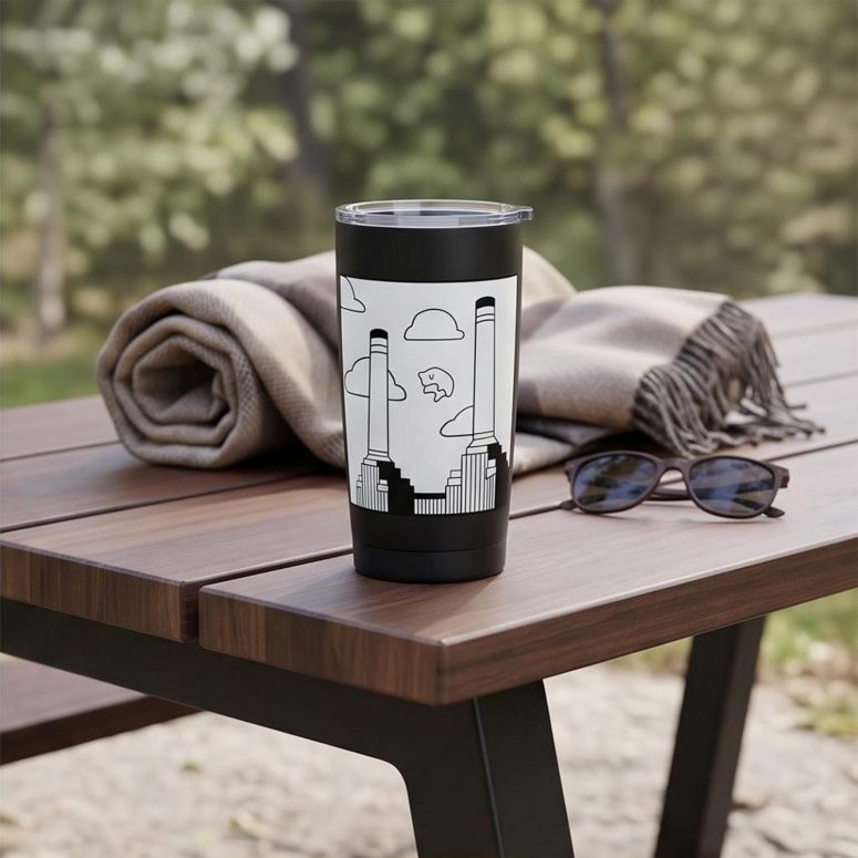 Pink Floyd Tumbler - Flying Pig Over Battersea Power Station Minimalism