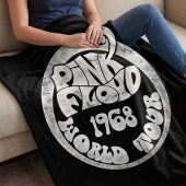 Pink Floyd Velveteen Plush Blanket - 1968 World Tour Rock Circle