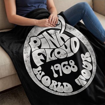 Pink Floyd Velveteen Plush Blanket - 1968 World Tour Rock Circle