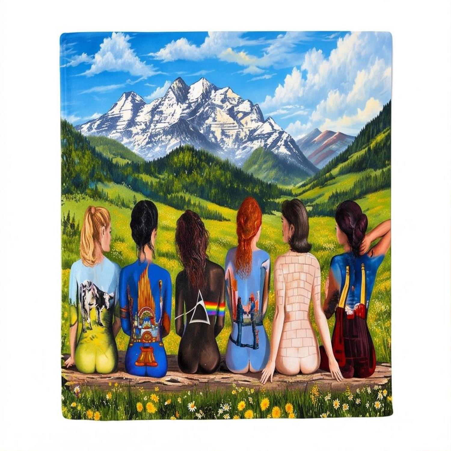 Pink Floyd Velveteen Plush Blanket - Back Art in the Valley Pink Floyd Velveteen Plush Blanket - Back Art in the Valley