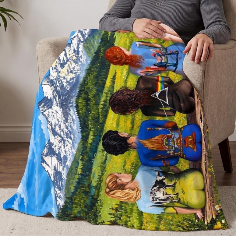 Pink Floyd Velveteen Plush Blanket - Back Art in the Valley Pink Floyd Velveteen Plush Blanket - Back Art in the Valley