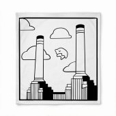 Pink Floyd Velveteen Plush Blanket - Flying Pig Over Battersea Power Station Minimalism