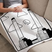 Pink Floyd Velveteen Plush Blanket - Flying Pig Over Battersea Power Station Minimalism